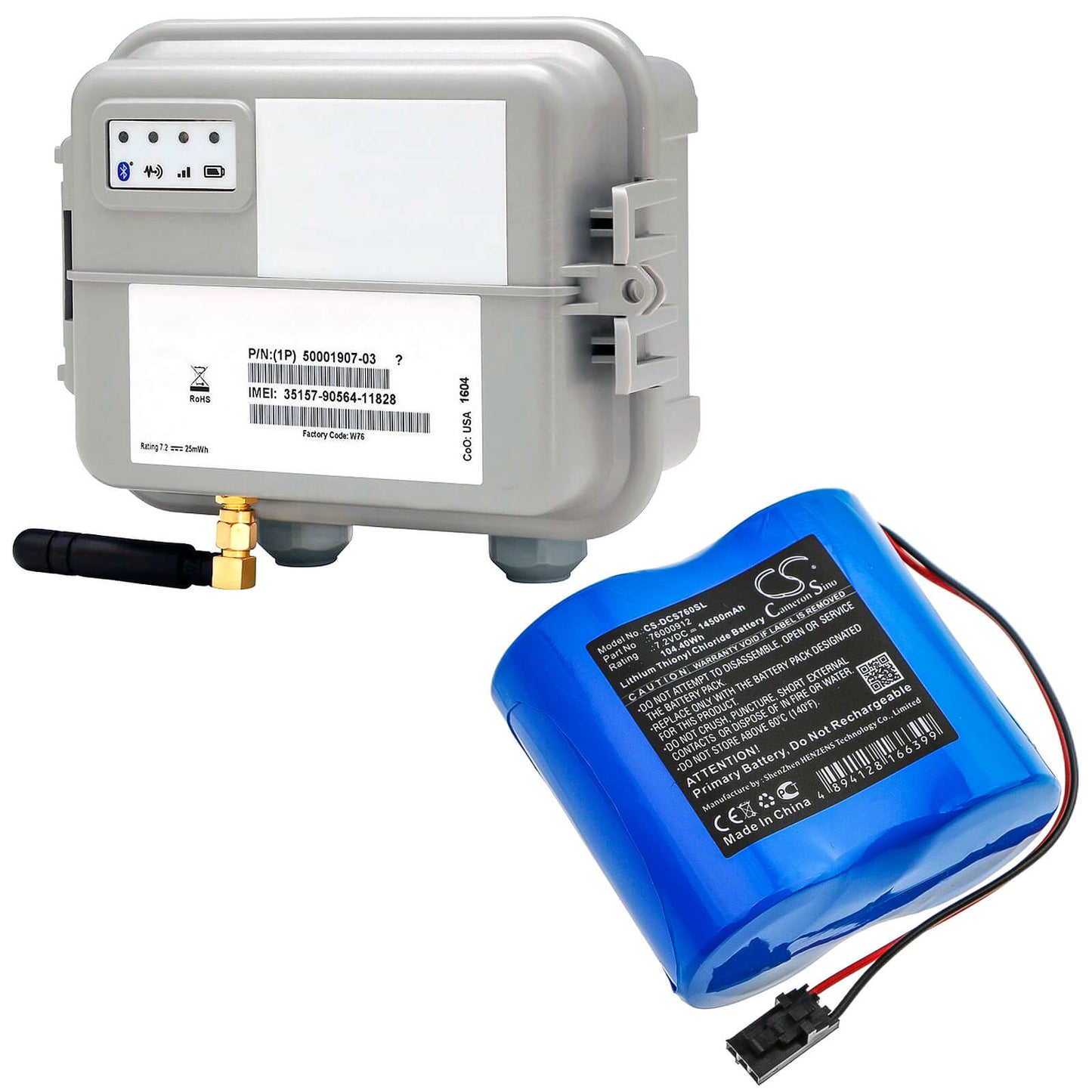 7.2V, 14500mAh, Li-SOCl2 Battery fits Digi, Connect Sensor+, 104.4Wh
