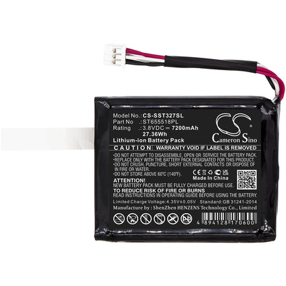 3.8V, 7200mAh, Li-ion Battery fits Senter, St103, St327, 27.36Wh