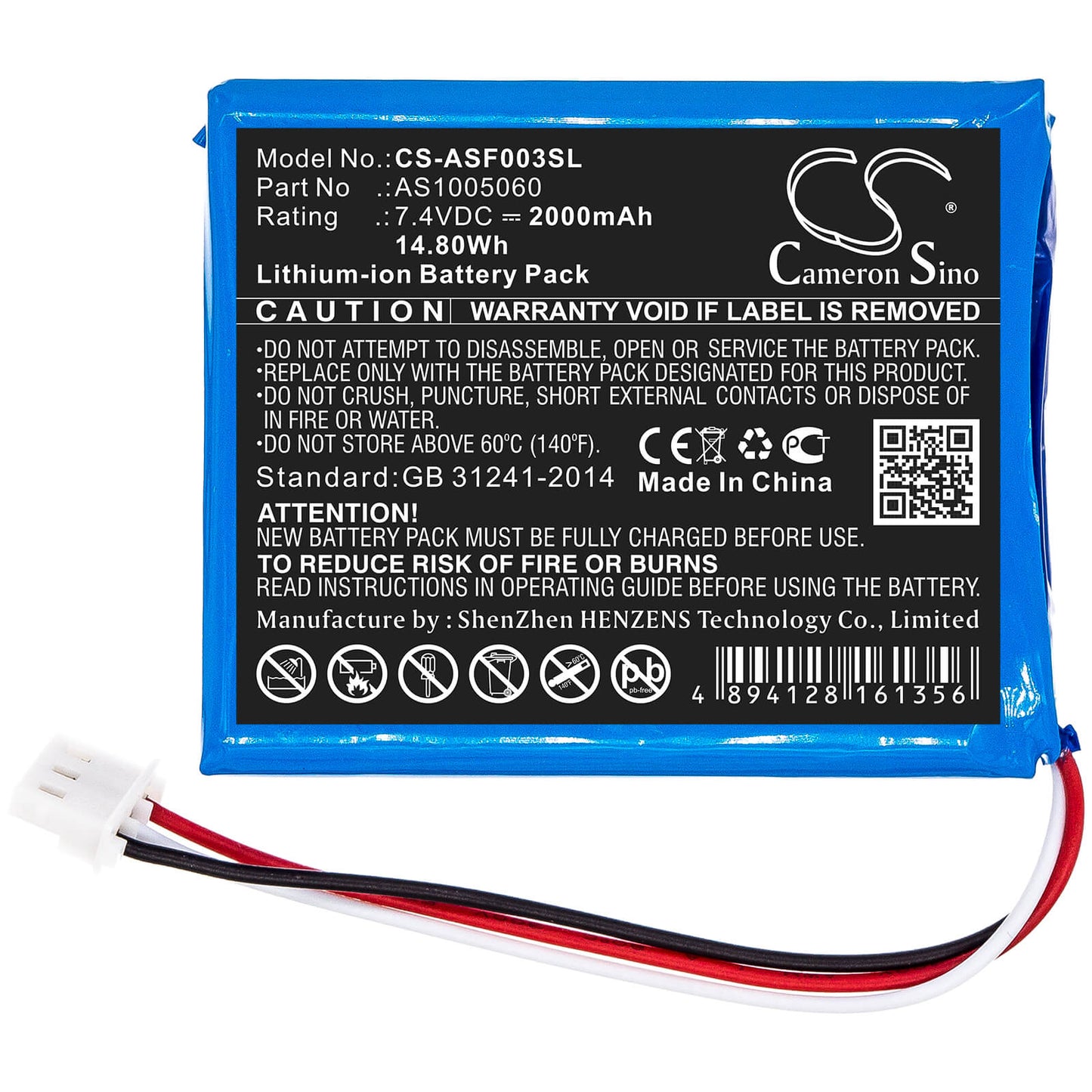 7.4V, 2000mAh, Li-ion Battery fits Alpsat, Satfinder Spare Part Sf03-bt, 14.8Wh