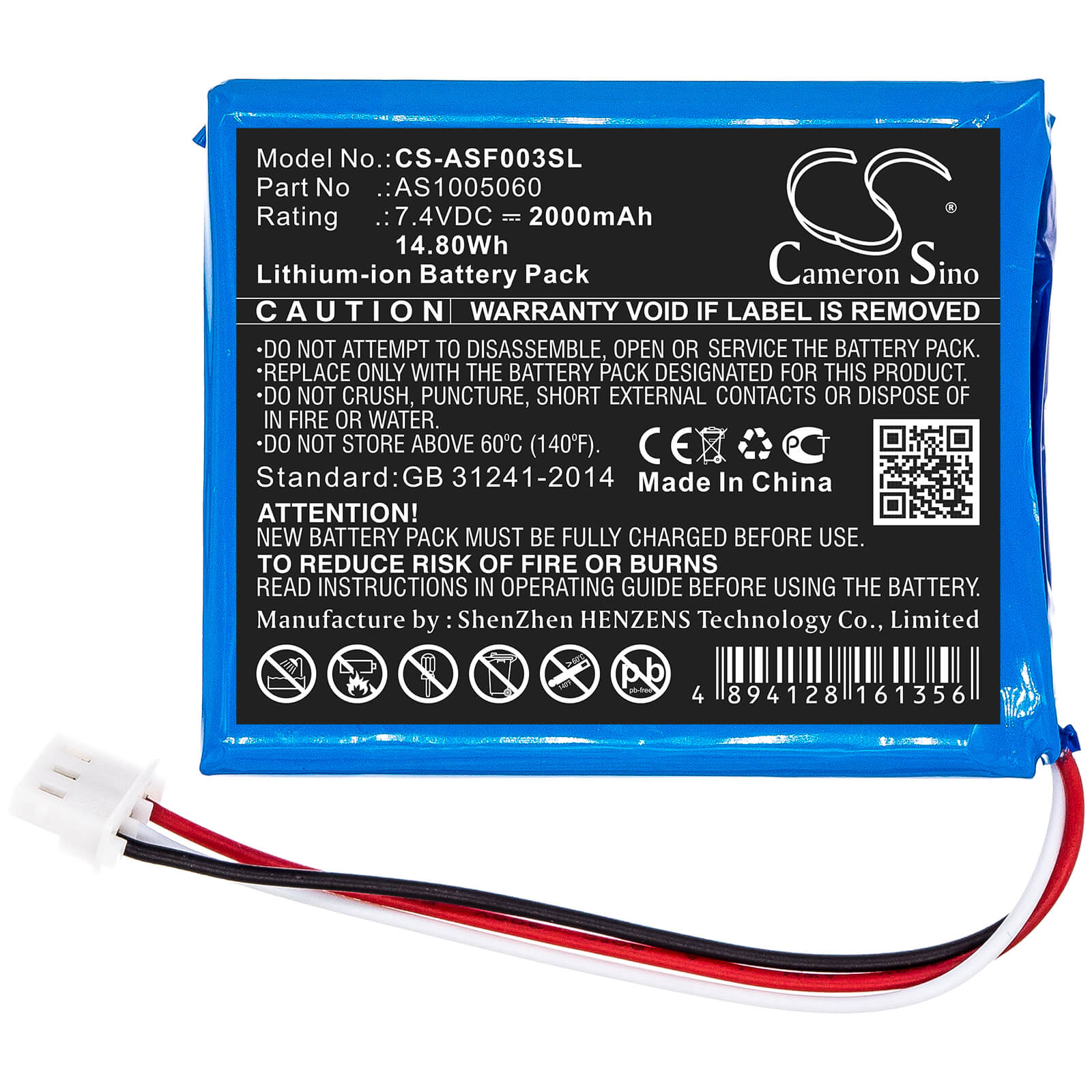 7.4V, 2000mAh, Li-ion Battery fits Alpsat, Satfinder Spare Part Sf03-bt, 14.8Wh