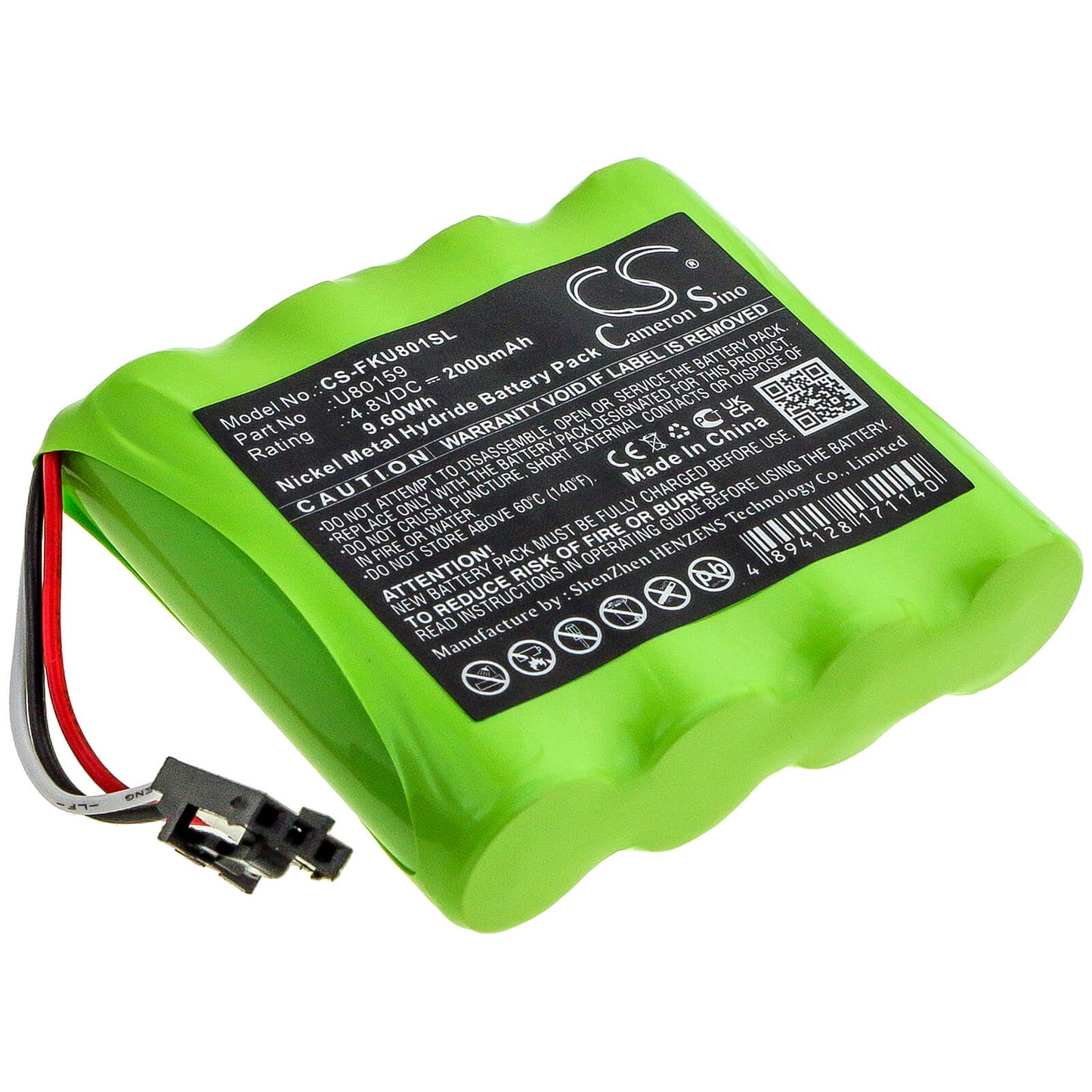 4.8V, 2000mAh, Ni-MH Battery fits Fluke, 2411129, 9.6Wh