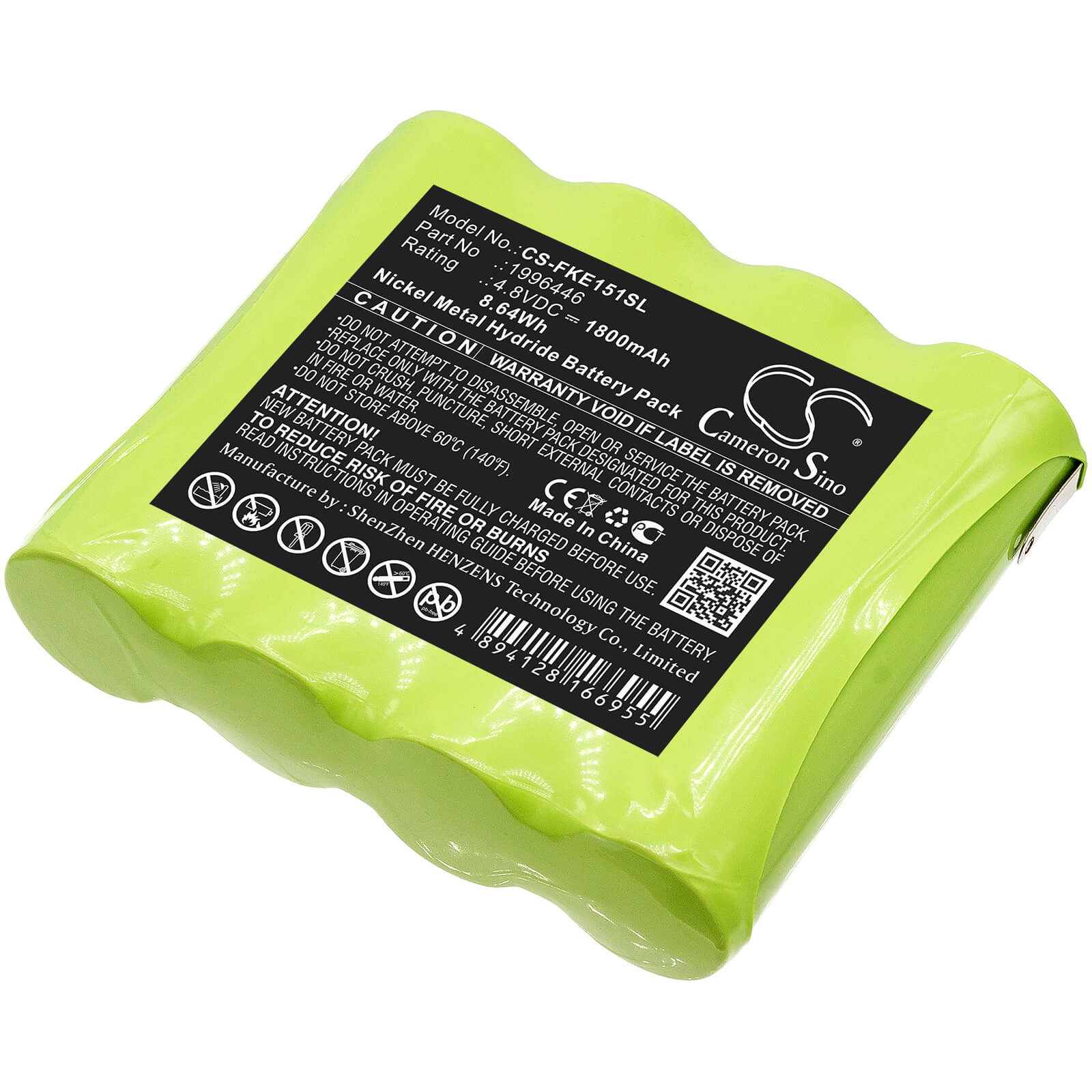 4.8V, 1800mAh, Ni-MH Battery fits Fluke, E1515w, 8.64Wh