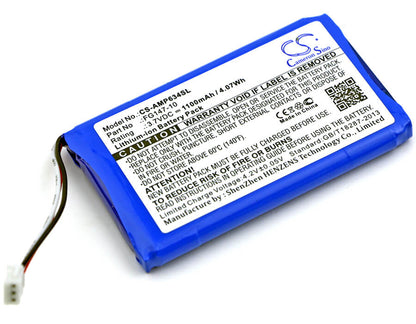 3.7V, 1100mAh, Li-ion Battery fits Amx, Mio Modero Remote Controls, Rs634, 4.07Wh