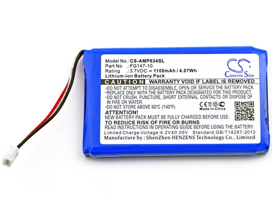 3.7V, 1100mAh, Li-ion Battery fits Amx, Mio Modero Remote Controls, Rs634, 4.07Wh