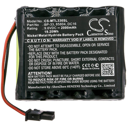 9.6V, 2000mAh, Ni-MH Battery fits Martel, Betagauge 330, 19.2Wh