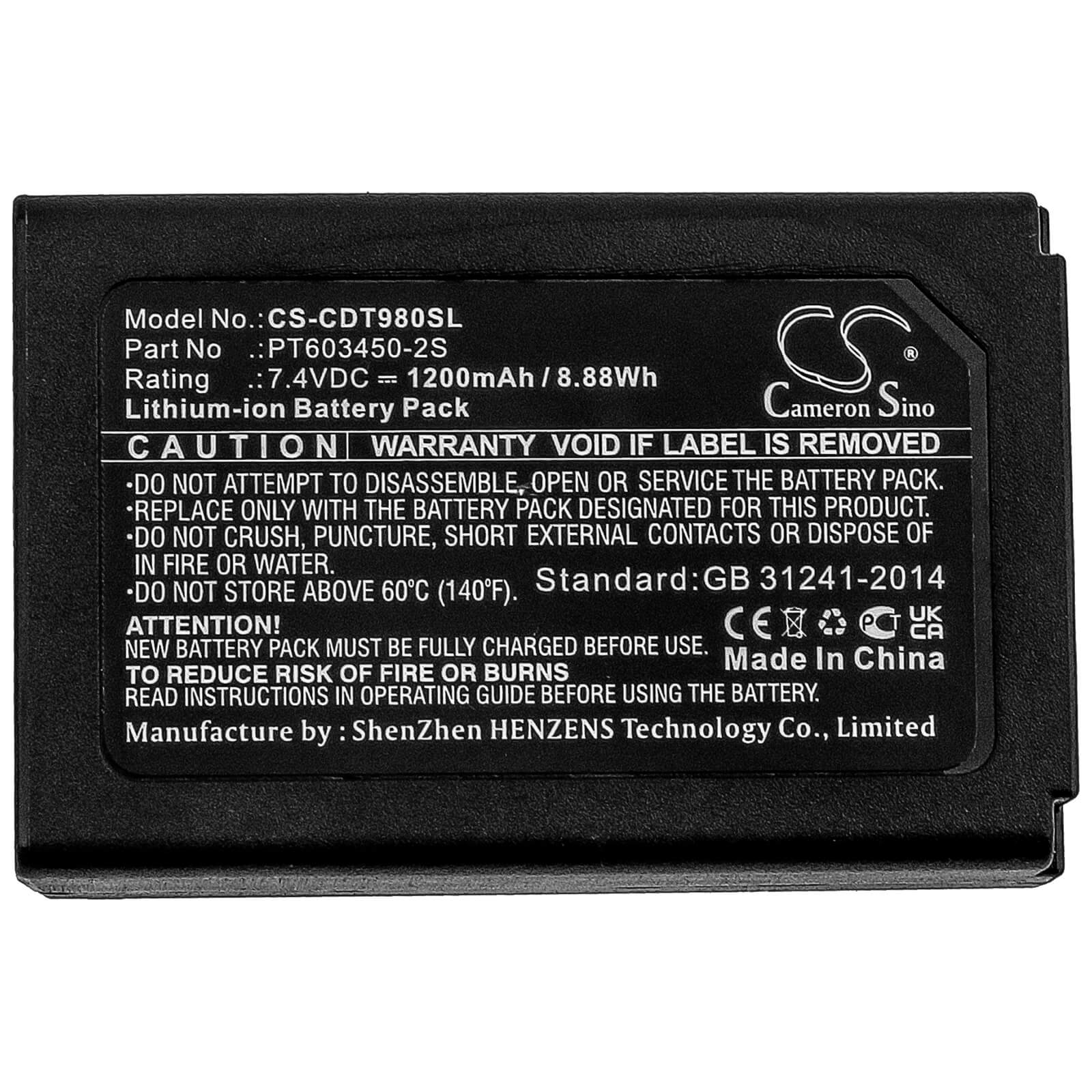7.4V, 1200mAh, Li-ion Battery fits Cem, Dt-9880, Dt-9880m, 8.88Wh