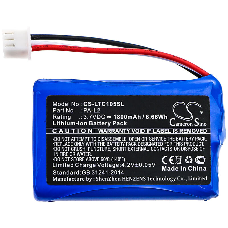 3.7V, 1800mAh, Li-ion Battery fits Labotect, Incontrol 1050, 6.66Wh