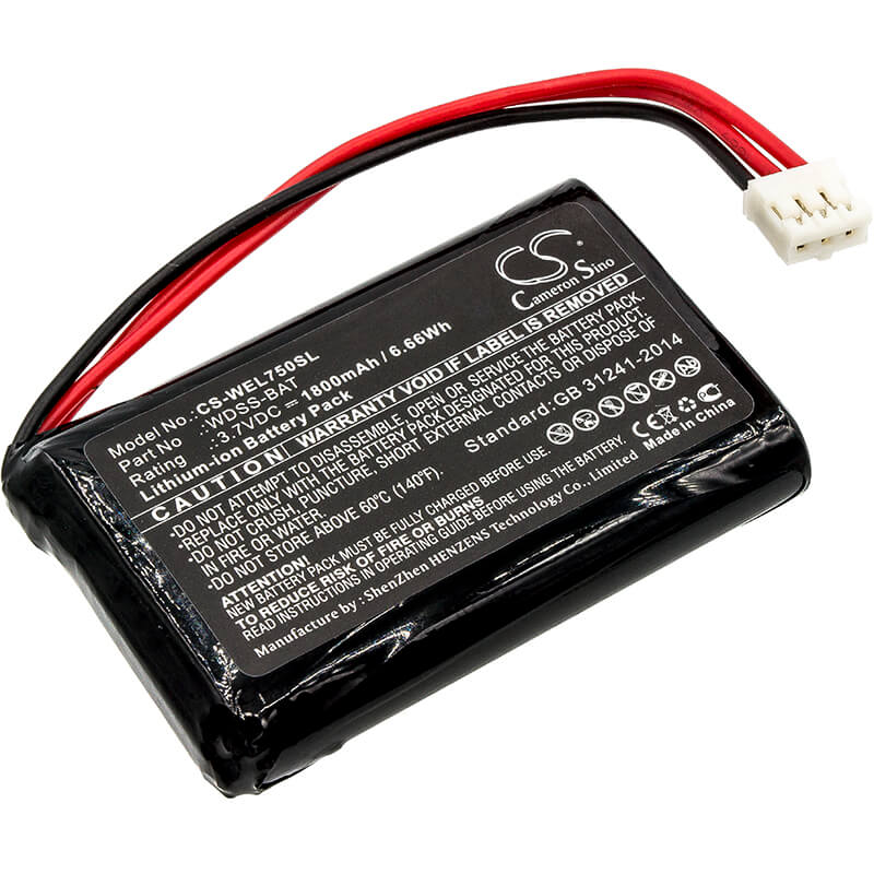 3.7V, 1800mAh, Li-ion Battery fits Vernier, Wireless Dynamics Sensor Syste, 6.66Wh