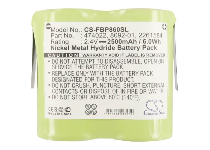 2.4V, 2500mAh, Ni-MH Battery fits Fluke, 8010, 8010a, 6Wh
