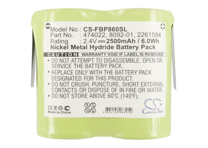 2.4V, 2500mAh, Ni-MH Battery fits Fluke, 8010, 8010a, 6Wh