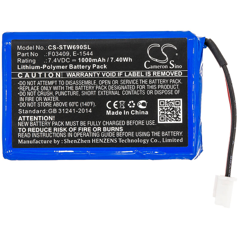 7.4V, 1000mAh, Li-Polymer Battery fits Satlink, Ws-6906, Ws-6908, 7.4Wh