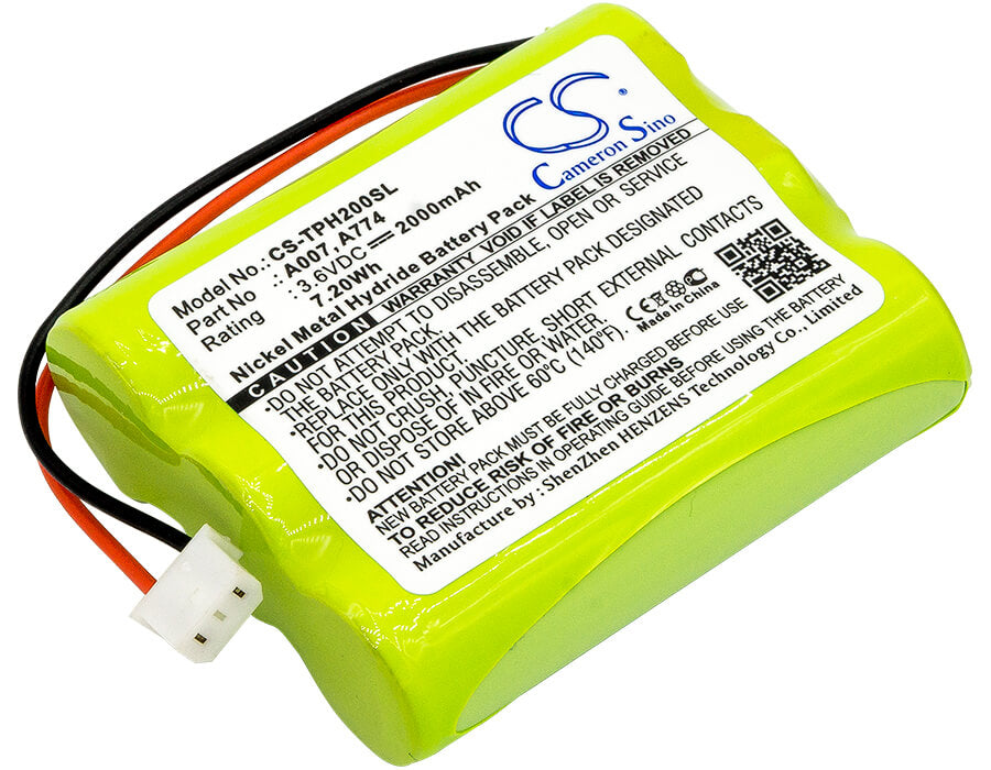 3.6V, 2000mAh, Ni-MH Battery fits Tpi, 709r, 712, 7.2Wh