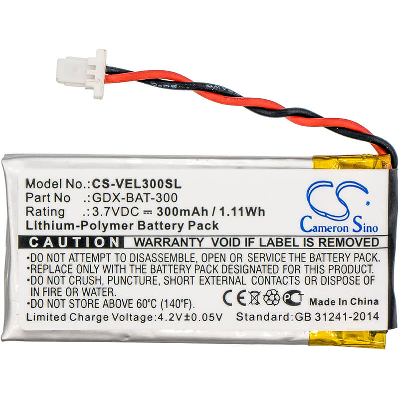 3.7V, 300mAh, Li-Polymer Battery fits Vernier, Go Direct Acceleration Sensor, Go Direct Ammonium Ion-selecti, 1.11Wh
