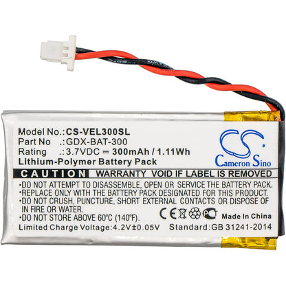 3.7V, 300mAh, Li-Polymer Battery fits Vernier, Go Direct Acceleration Sensor, Go Direct Ammonium Ion-selecti, 1.11Wh