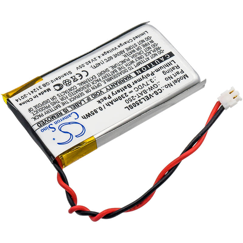 3.7V, 230mAh, Li-Polymer Battery fits Vernier, Go Wireless Link, 0.851Wh