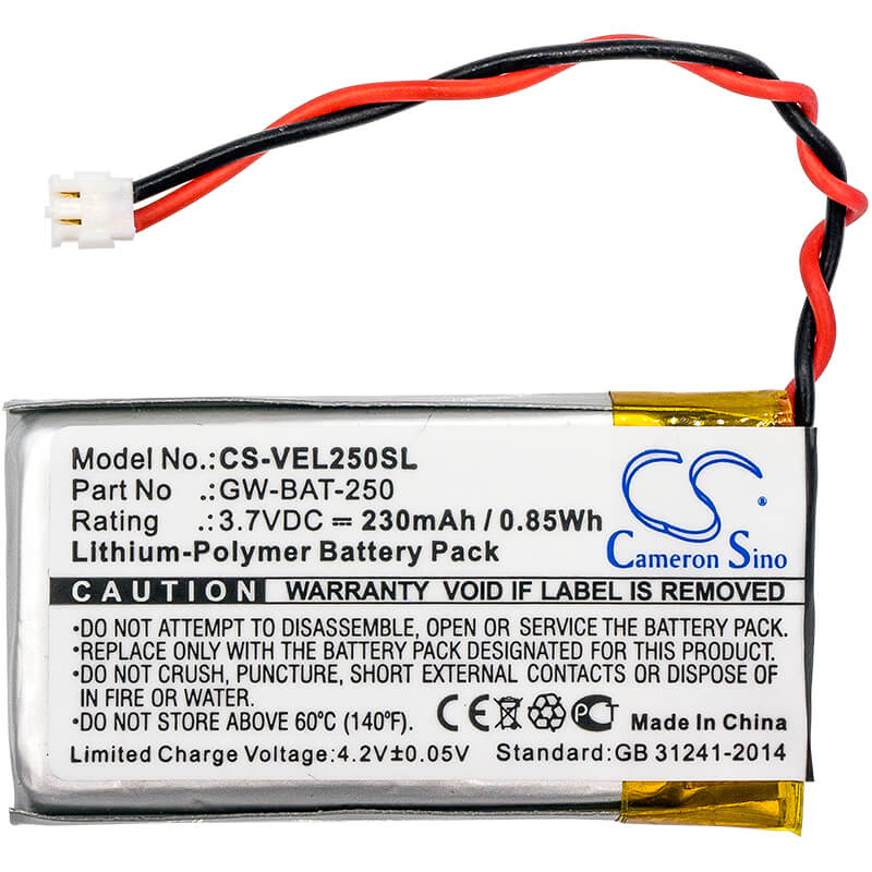 3.7V, 230mAh, Li-Polymer Battery fits Vernier, Go Wireless Link, 0.851Wh