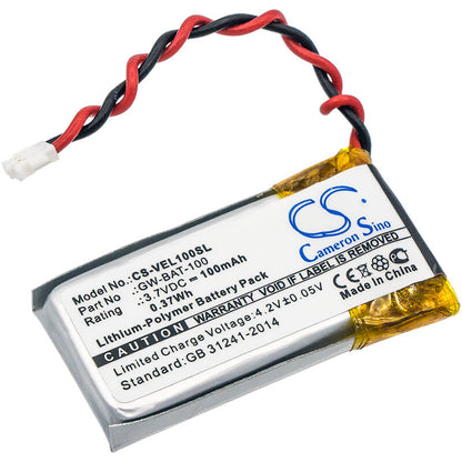 3.7V, 100mAh, Li-Polymer Battery fits Vernier, Electrode Amplifier, Go Wireless, 0.37Wh