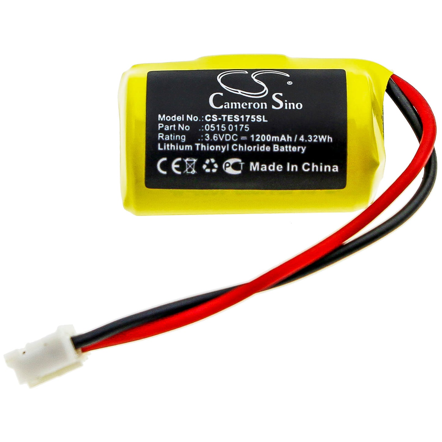 3.6V, 1200mAh, Li-SOCl2 Battery fits Testo, 175-h1, 175-h2, 4.32Wh