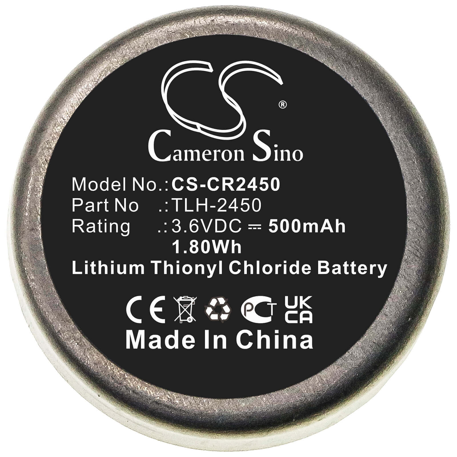 3.6V, 500mAh, Li-SOCl2 Battery fits Testo, 184-t4, 1.8Wh