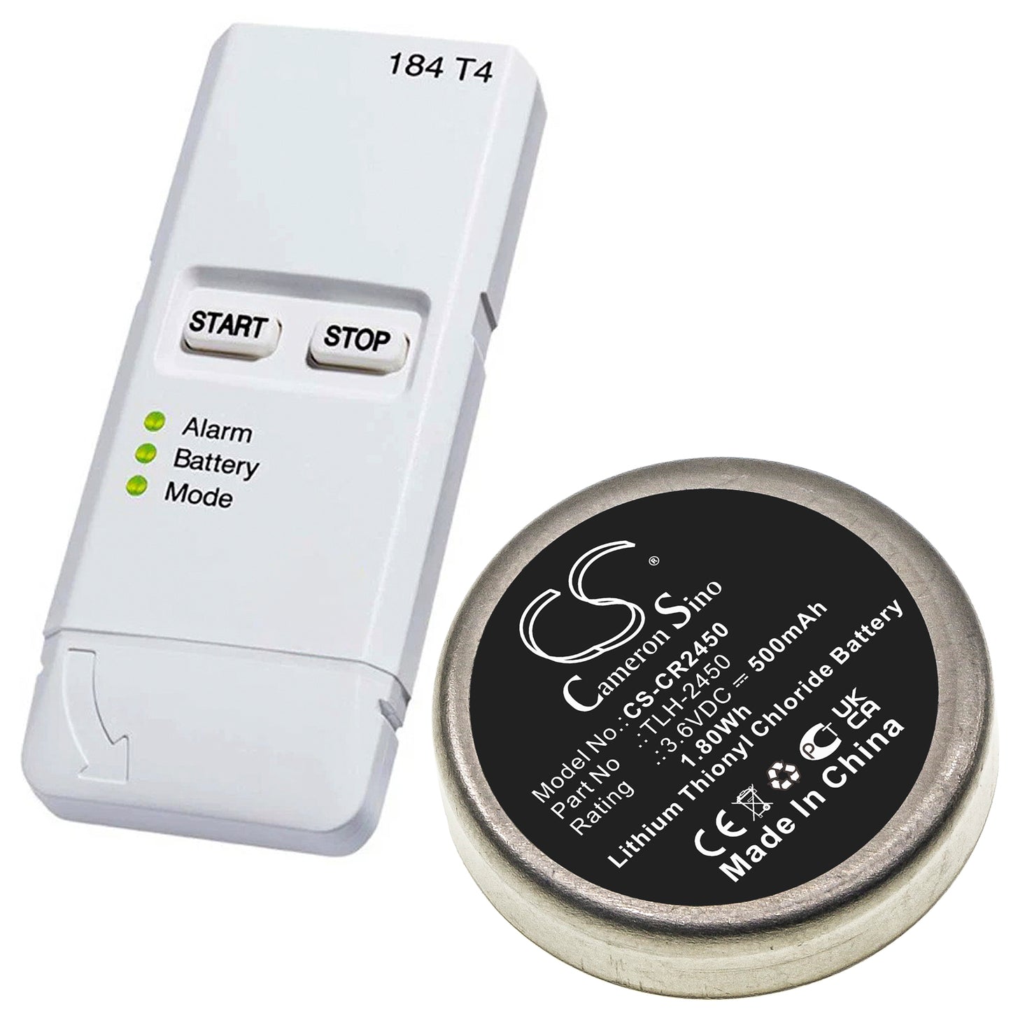 3.6V, 500mAh, Li-SOCl2 Battery fits Testo, 184-t4, 1.8Wh