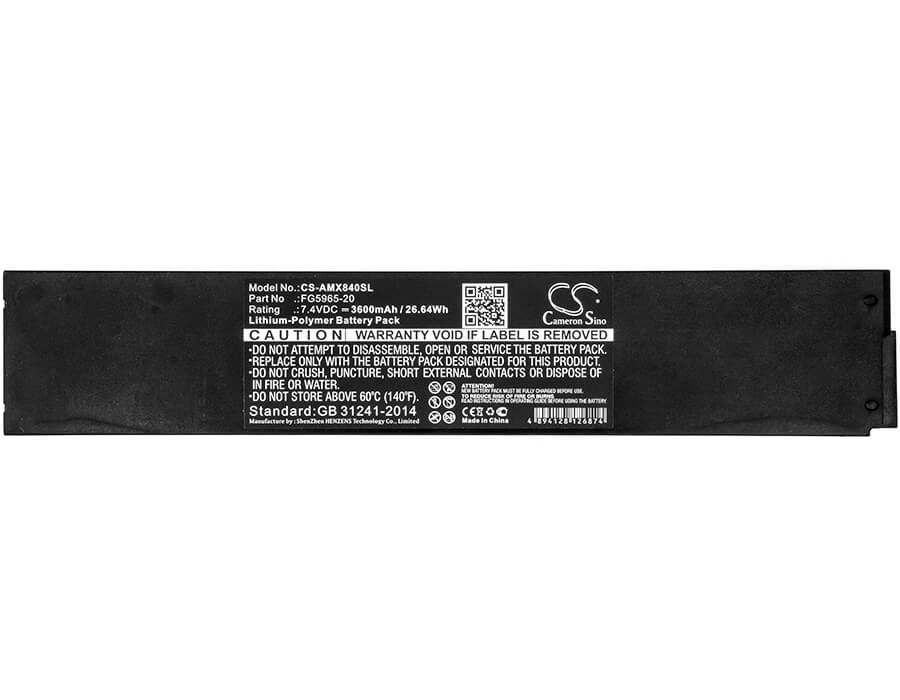 7.4V, 3600mAh, Li-Polymer Battery fits Amx, Mvp Touch Panels, Mvp-8400, 26.64Wh