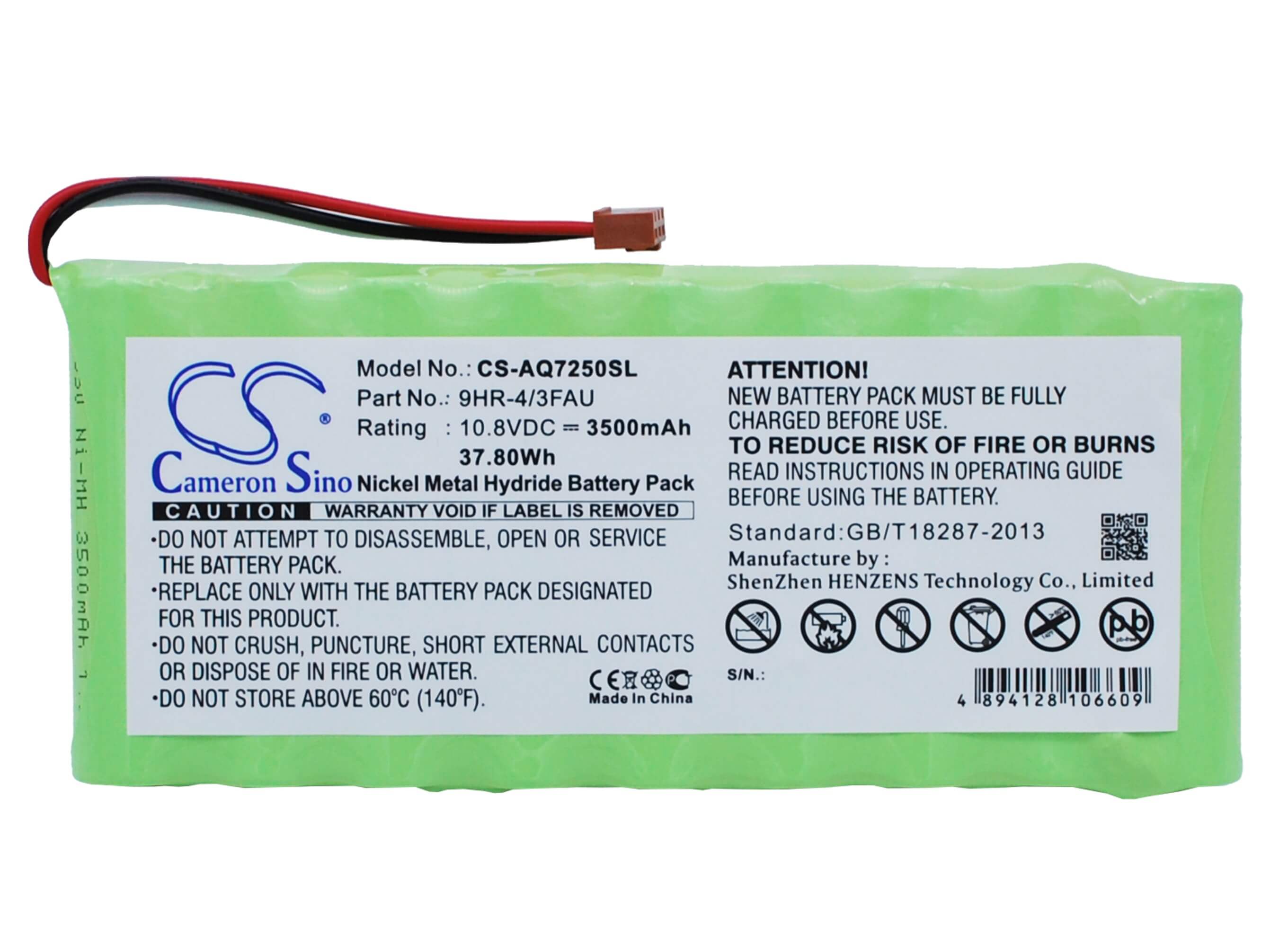 10.8V, 3500mAh, Ni-MH Battery fits Ando, Aq7250, Aq7250 Mini-otdr, 37.8Wh