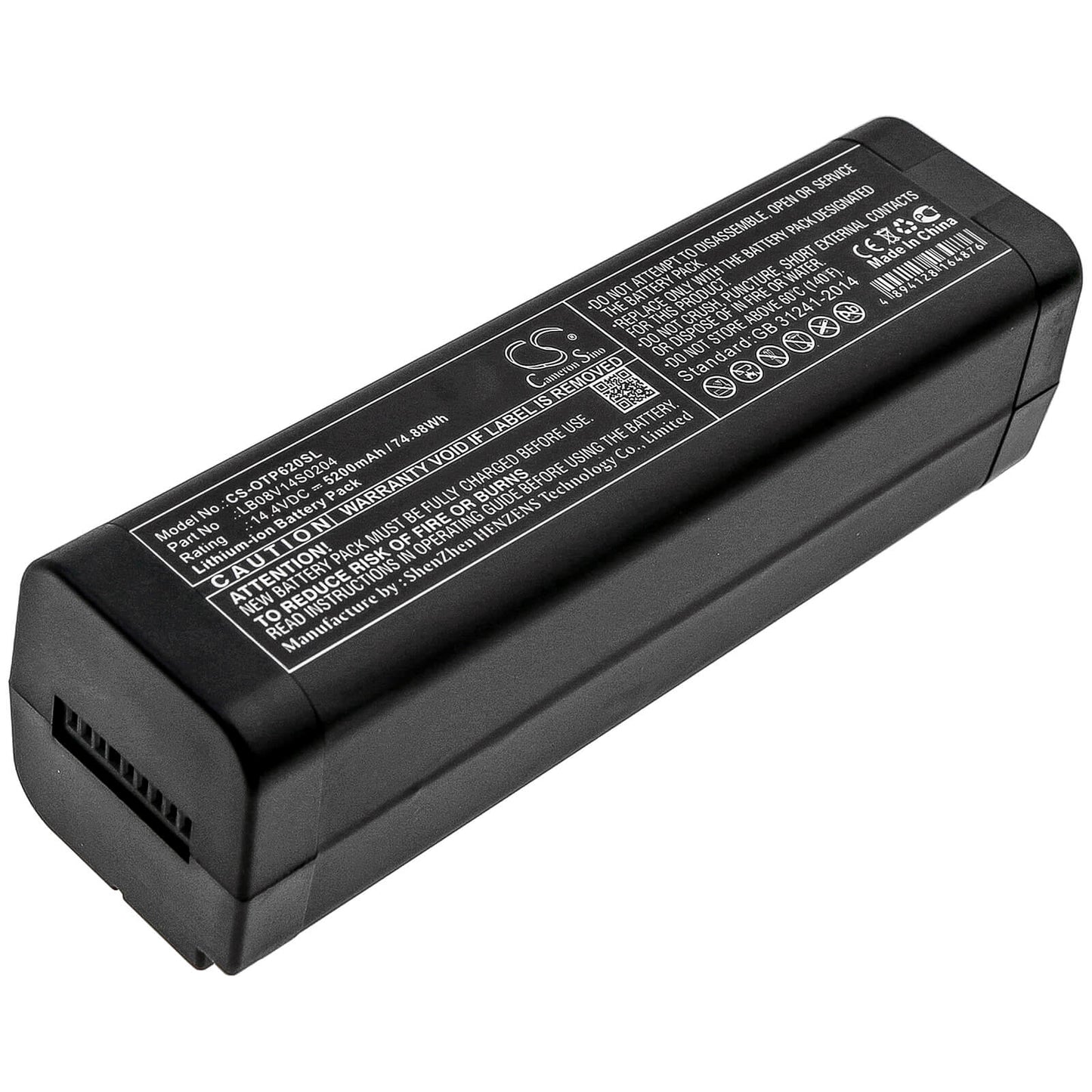 14.4V, 5200mAh, Li-ion Battery fits Opwill, Otp6200, Otp-6200, 74.88Wh