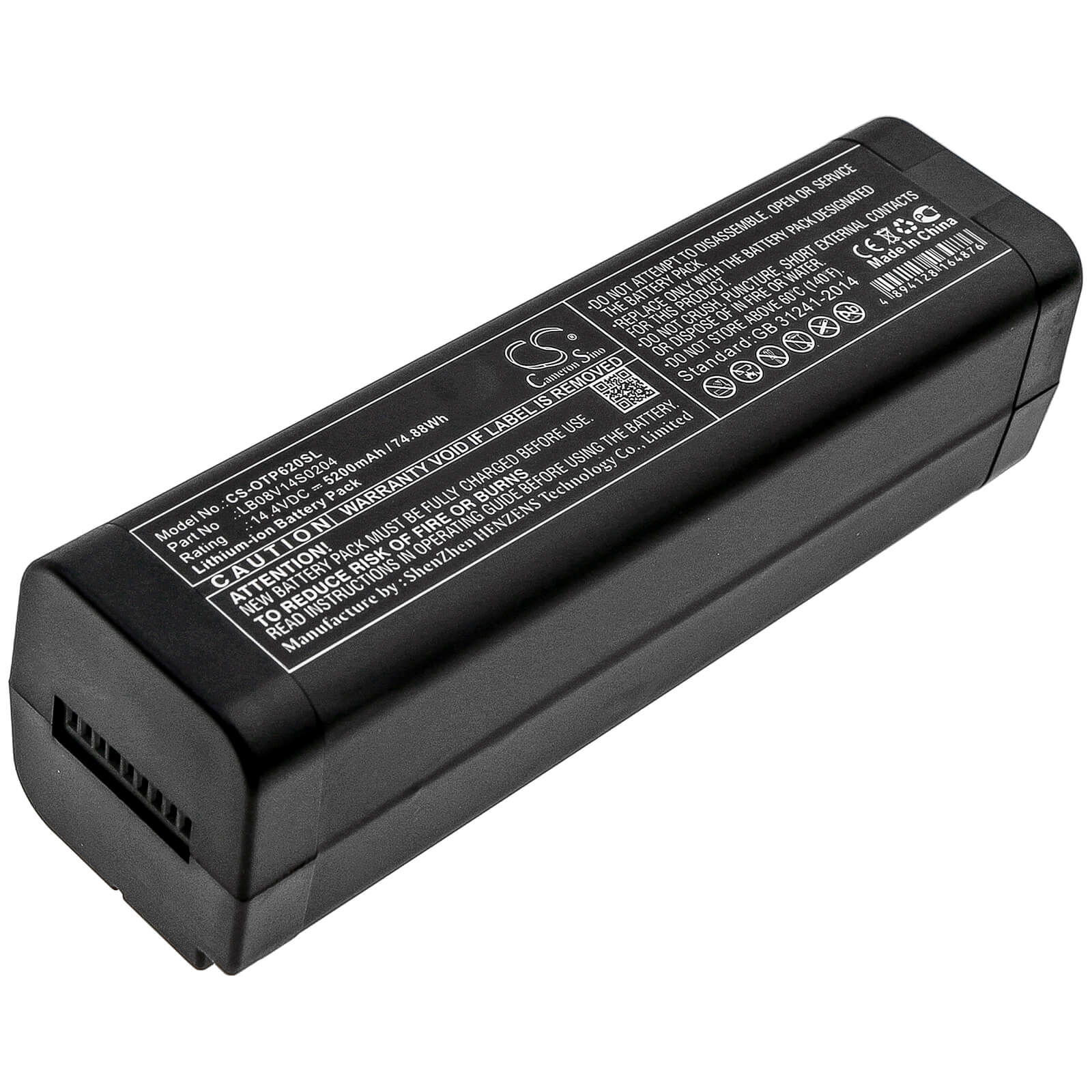 14.4V, 5200mAh, Li-ion Battery fits Opwill, Otp6200, Otp-6200, 74.88Wh