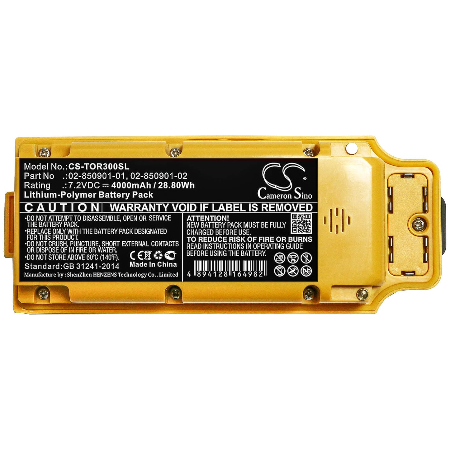7.2V, 4000mAh, Li-Polymer Battery fits Topcon, Gr-3, Gr-5, 28.8Wh