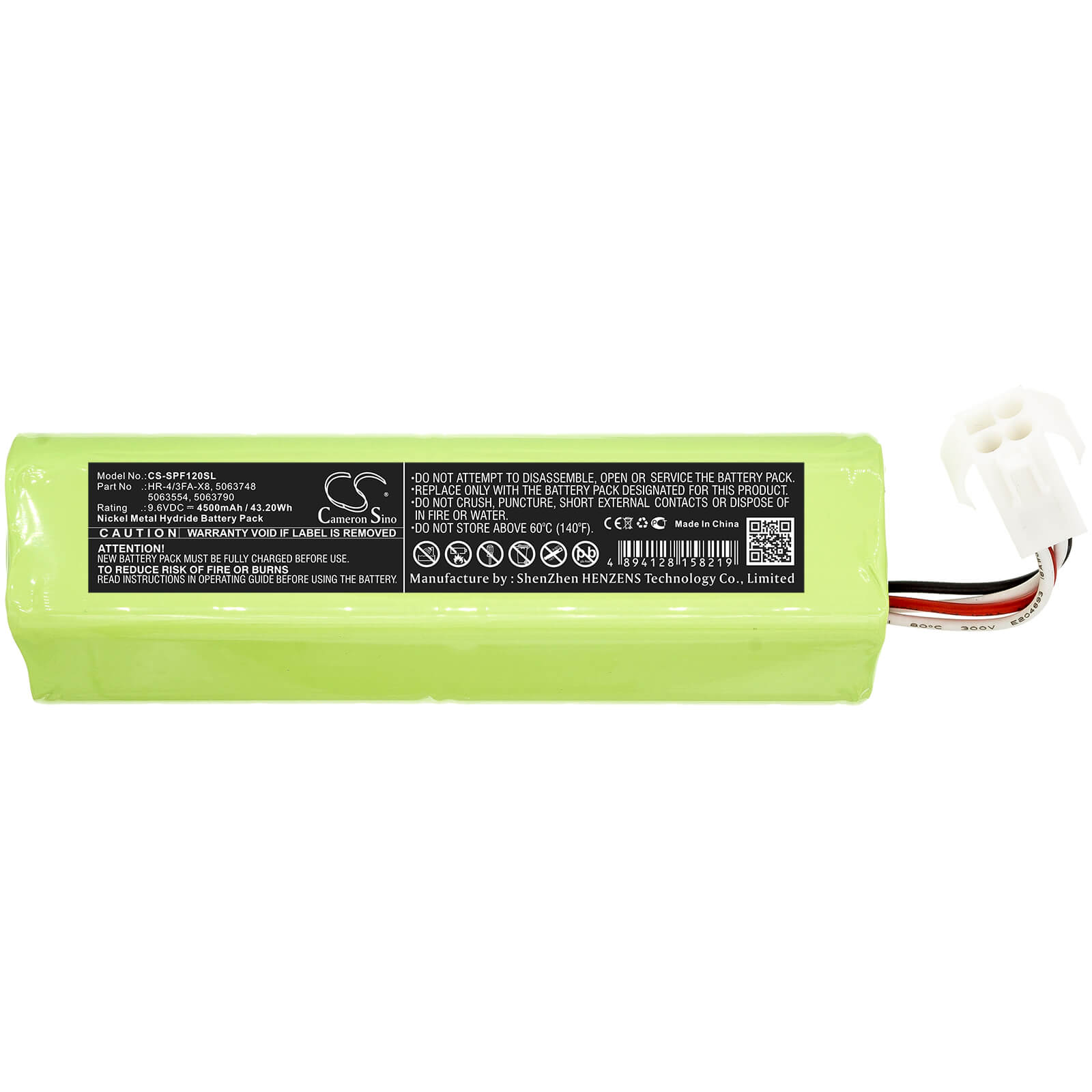 9.6V, 4500mAh, Ni-MH Battery fits Scott, Proflow Sc, Proflow Sc 120, 43.2Wh