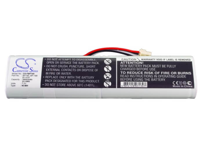 7.2V, 3600mAh, Ni-MH Battery fits Fluke, 190m Medical Oscilloscopescope, Analyzers 433, 25.92Wh