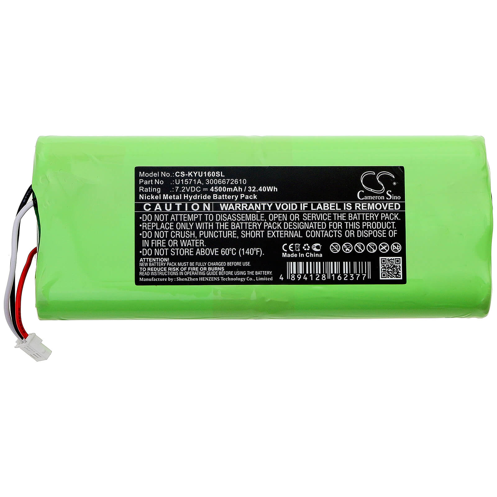 7.2V, 4500mAh, Ni-MH Battery fits Keysight, U1600, U1602a, 32.4Wh