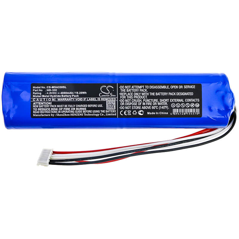 4.8V, 4000mAh, Ni-MH Battery fits Micronix, Msa338, Msa358, 19.2Wh