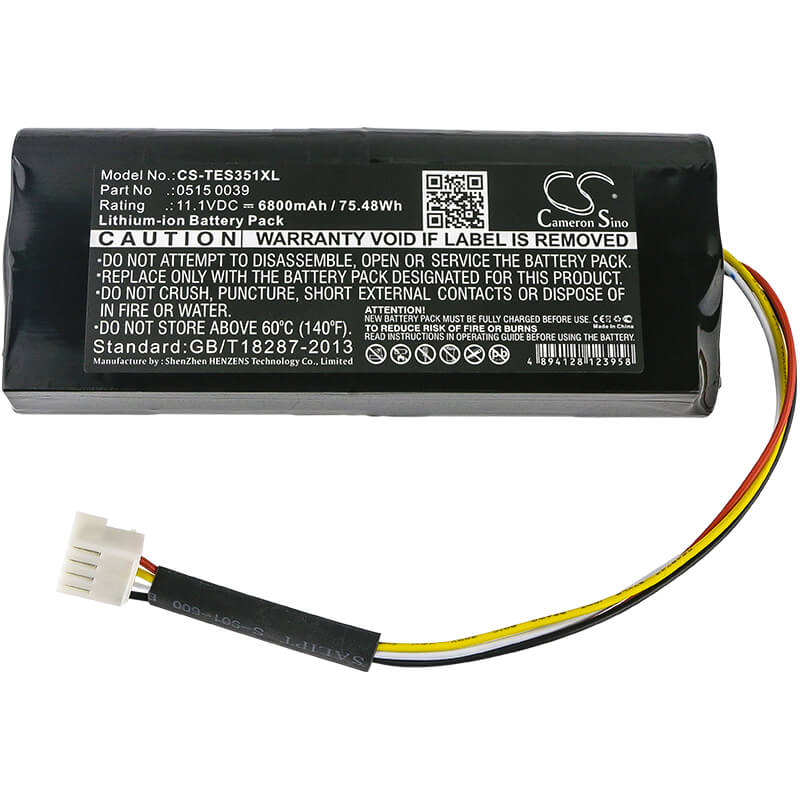 11.1V, 6800mAh, Li-ion Battery fits Testo, 350k Analyzer, 75.48Wh