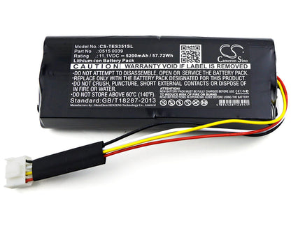11.1V, 5200mAh, Li-ion Battery fits Testo, 350k Analyzer, 57.72Wh