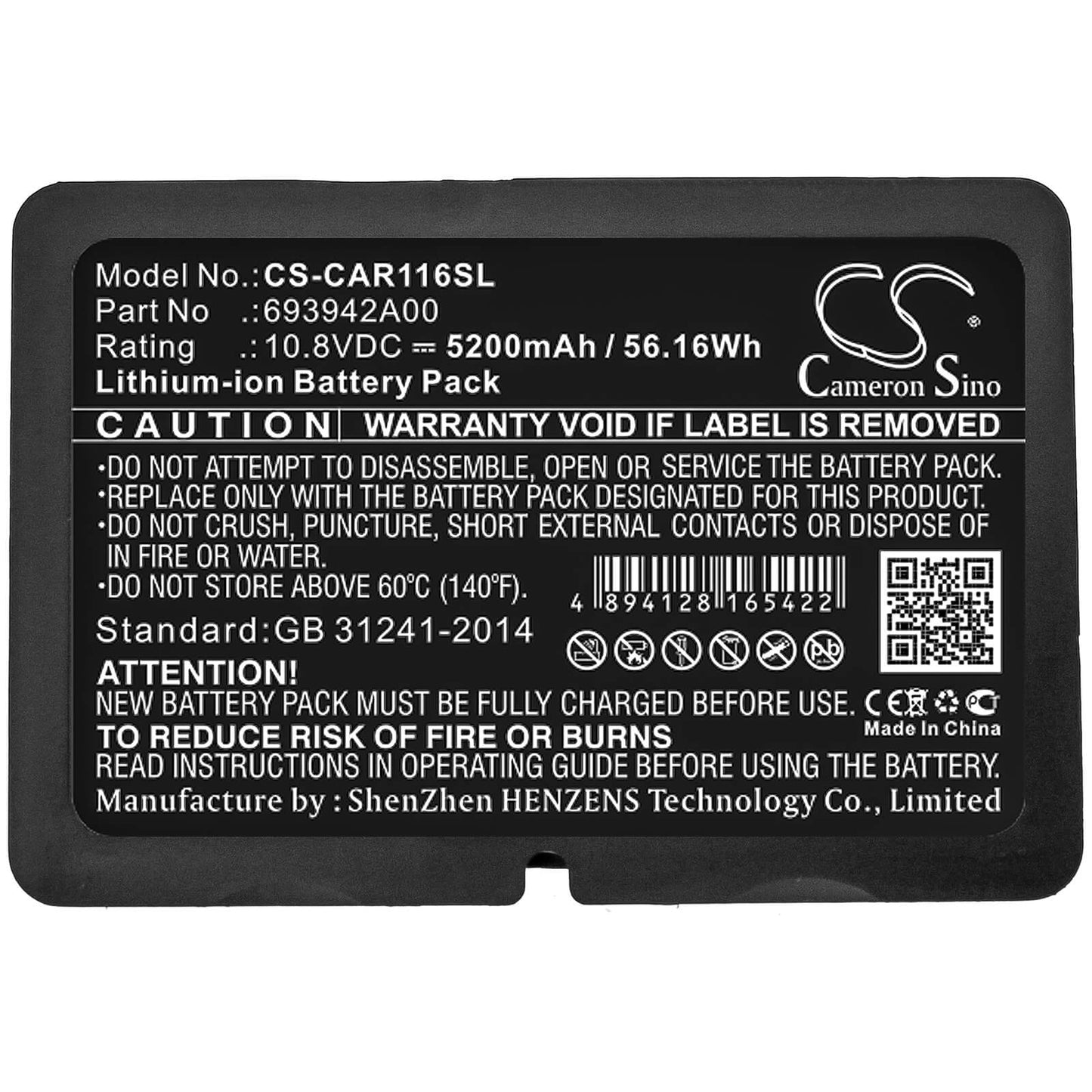 10.8V, 5200mAh, Li-ion Battery fits Chauvin Arnoux, C.a 6116n, C.a 6117, 56.16Wh