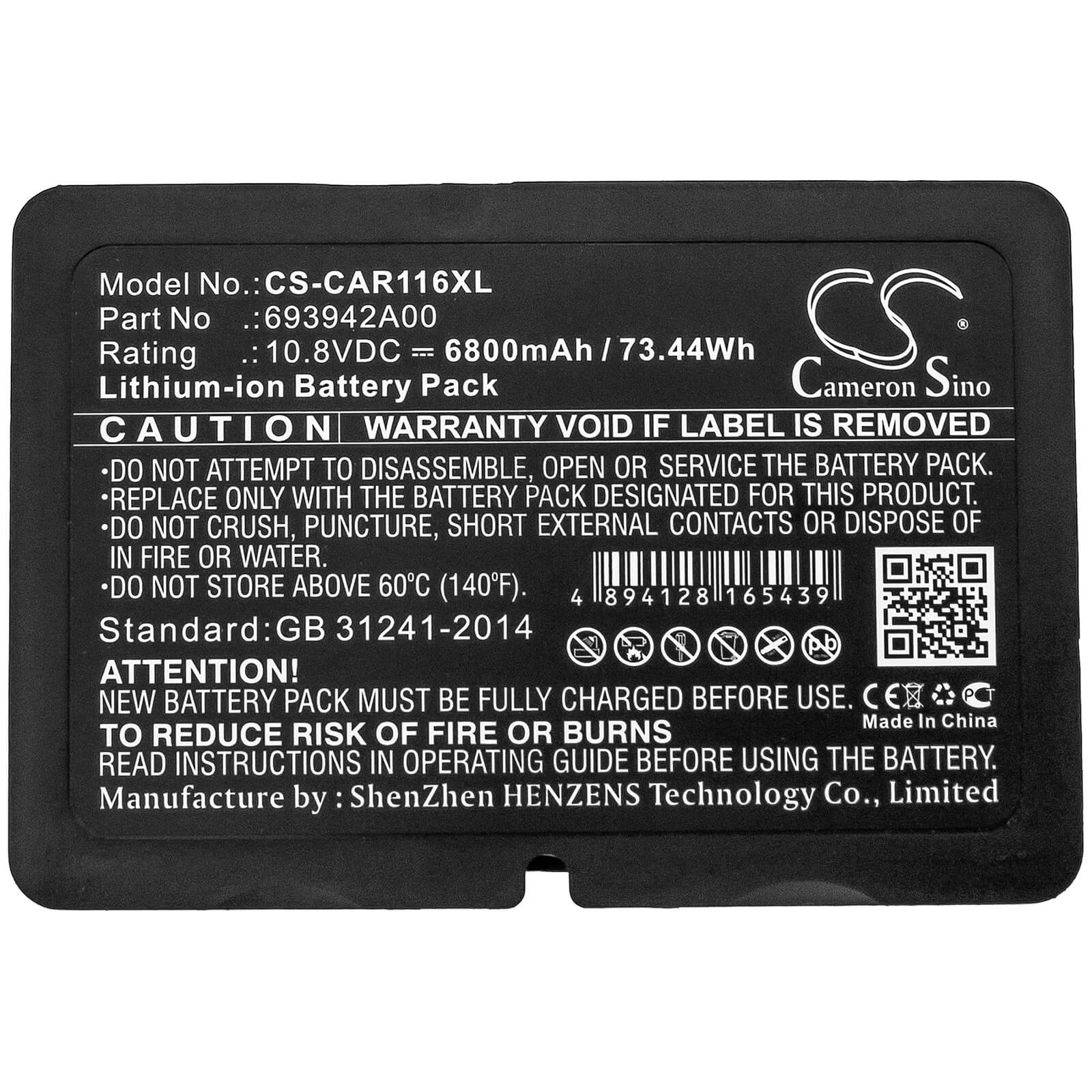 10.8V, 6800mAh, Li-ion Battery fits Chauvin Arnoux, C.a 6116n, C.a 6117, 73.44Wh