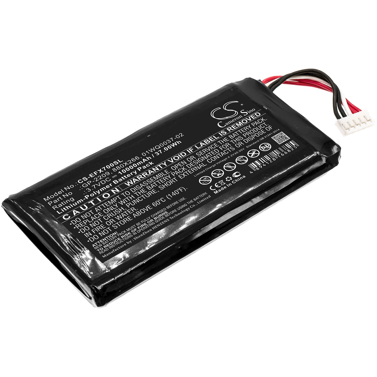 3.7V, 10000mAh, Li-Polymer Battery fits Exfo, Max-700, Max-700b/c, 37Wh