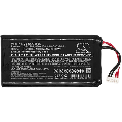 3.7V, 10000mAh, Li-Polymer Battery fits Exfo, Max-700, Max-700b/c, 37Wh