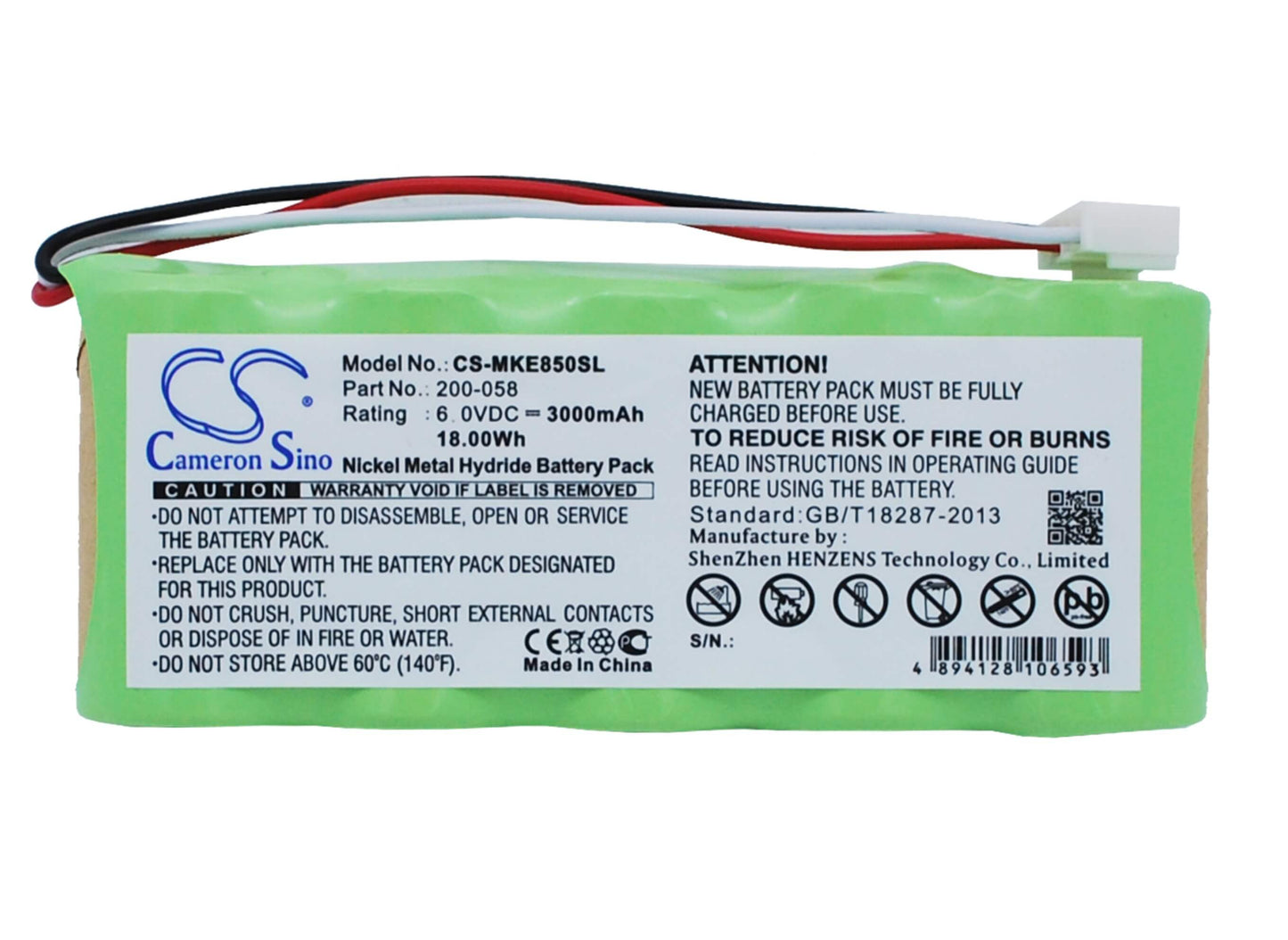 6.0V, 3000mAh, Ni-MH Battery fits Ge, Magna-mike 8500, 18Wh