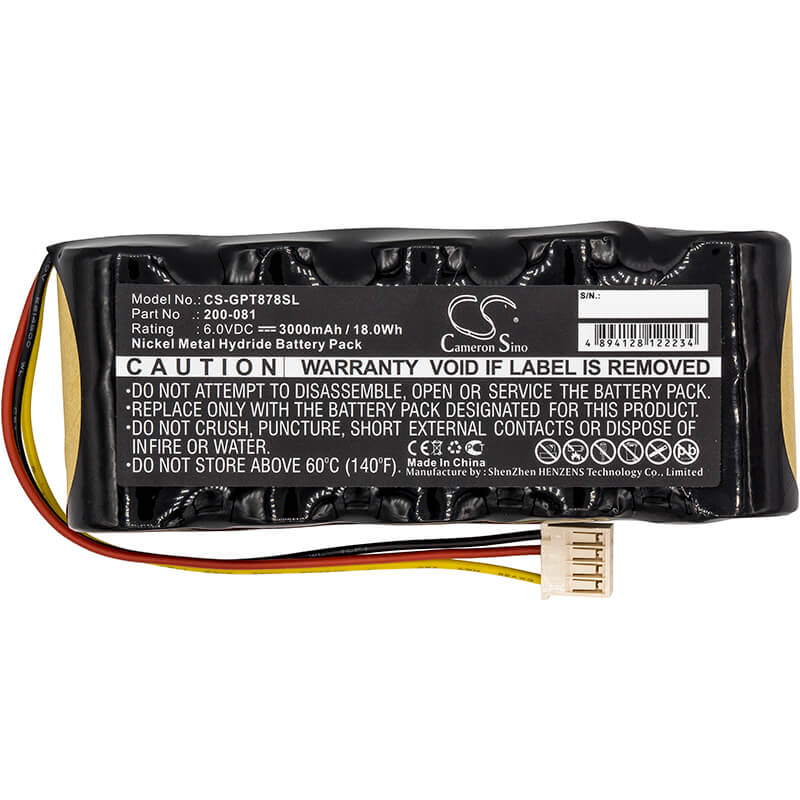 6.0V, 3000mAh, Ni-MH Battery fits Panametrics, Magna-mike 8500, Pt878 Flowmeter, 18Wh