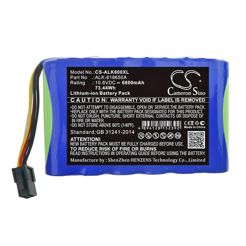 10.8V, 6800mAh, Li-ion Battery fits Eloik, Alk-80, Alk-88, 73.44Wh