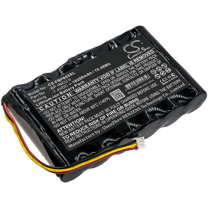 7.4V, 10200mAh, Li-ion Battery fits Fluke, Biomedical Incu Ii Incubator, Radiant Warmer Analyzer, 75.48Wh