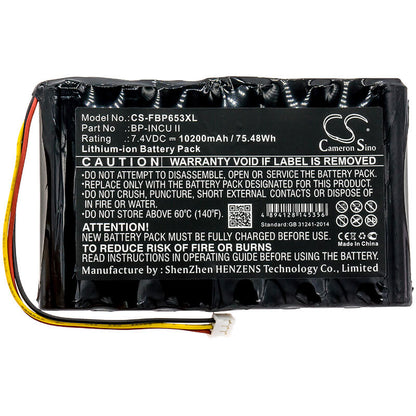 7.4V, 10200mAh, Li-ion Battery fits Fluke, Biomedical Incu Ii Incubator, Radiant Warmer Analyzer, 75.48Wh