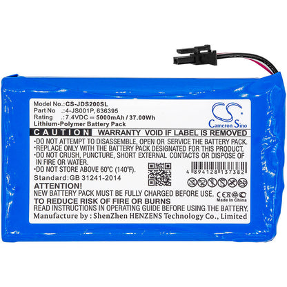 7.4V, 5000mAh, Li-Polymer Battery fits Jdsu, E100as, Smart Otdr, 37Wh