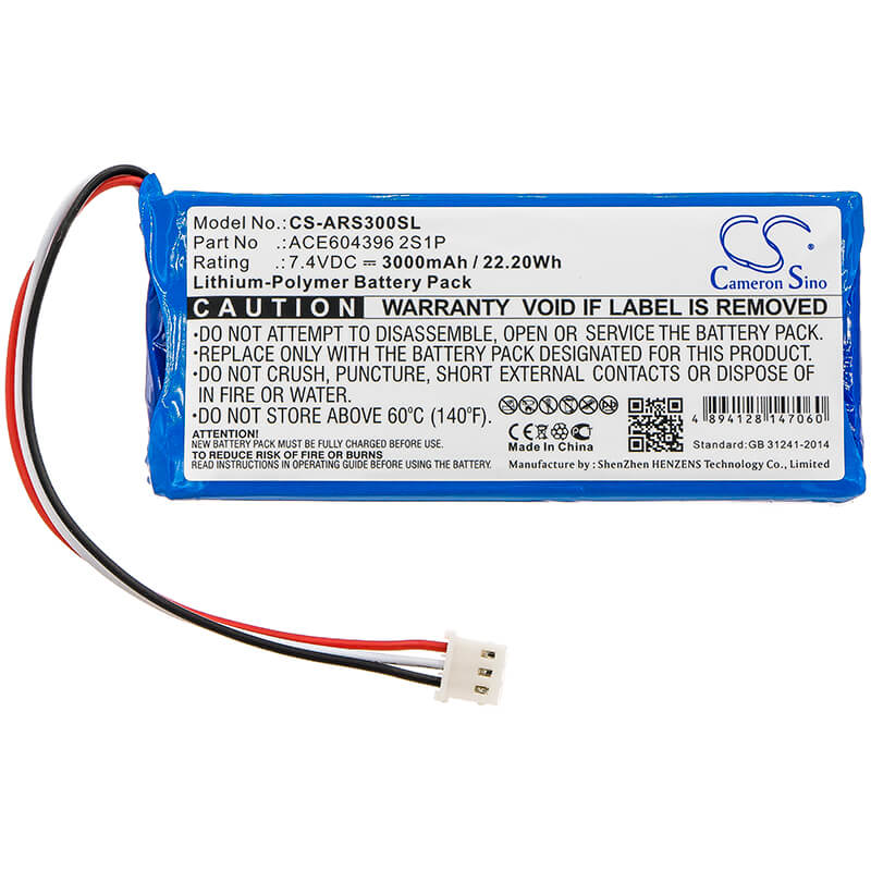 7.4V, 3000mAh, Li-Polymer Battery fits Aaronia, Spectran Hf-rev.3, Spectran Hf-v4 Analyzer, 22.2Wh