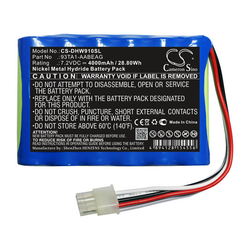 7.2V, 4000mAh, Ni-MH Battery fits Endress+hauser, Prosonic Flow 91w, Prosonic Flow 92f, 28.8Wh