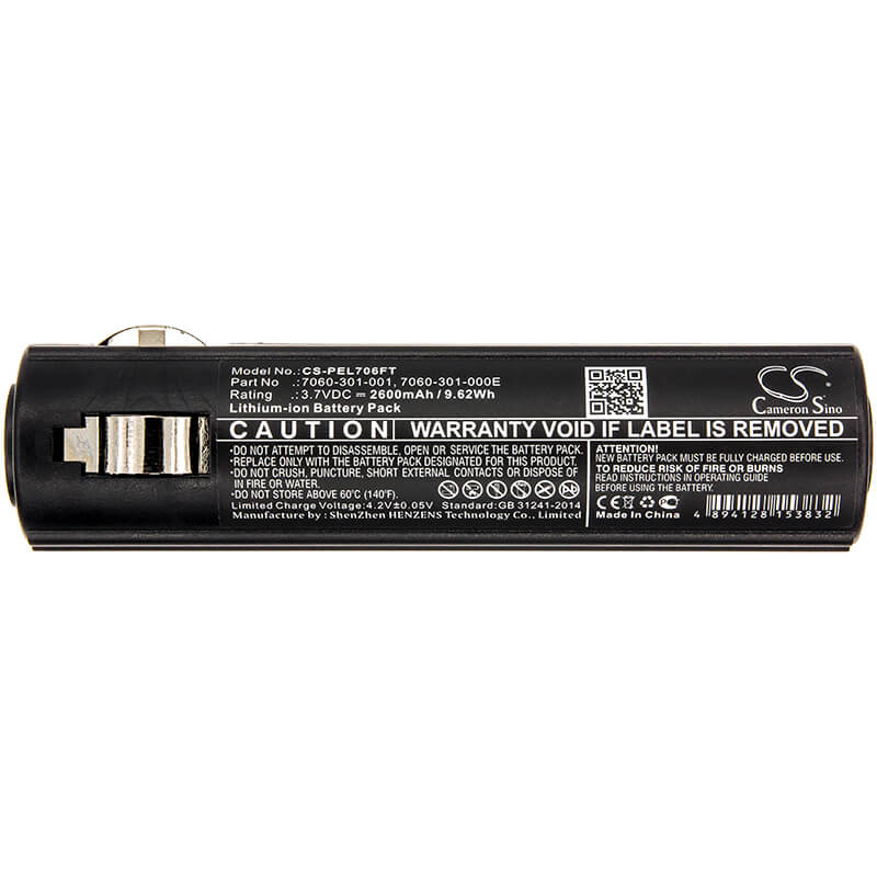3.7V, 2600mAh, Li-ion Battery fits Pelican, 7060, 7069, 9.62Wh