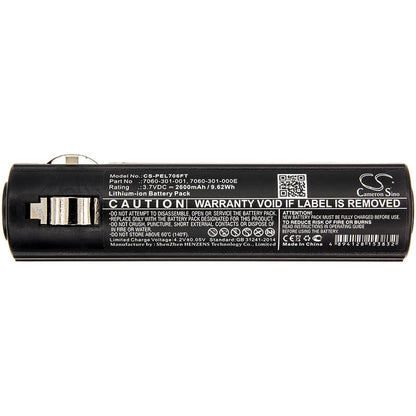 3.7V, 2600mAh, Li-ion Battery fits Pelican, 7060, 7069, 9.62Wh