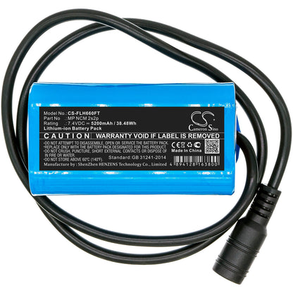 7.4V, 5200mAh, Li-ion Battery fits Square, Led Light, 38.48Wh
